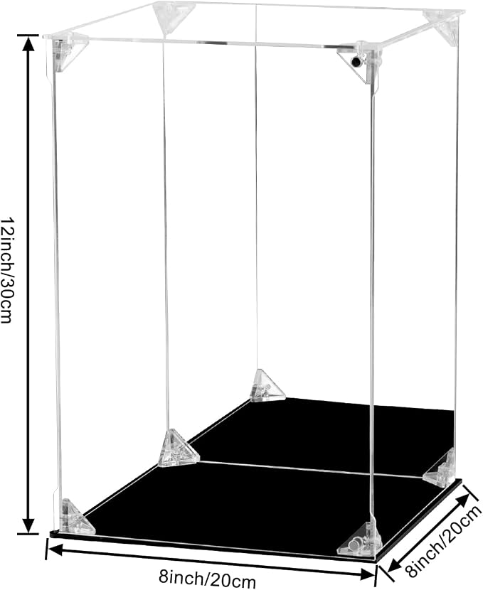 Acrylic Display Case Clear Action Figure Display Case with Mirrored Back, Dustproof Protection Display Box Alternative Glass Case for Collectibles Figures Models Doll Toys (8x8x12 inch; 20x20x30cm)