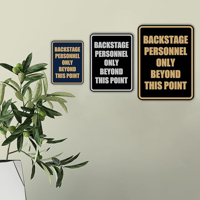 Portrait Round Backstage Personnel Only Beyond This Point Door or Wall Sign Easy Installation | Music | Concert | Festivals Sign (Black) - Medium