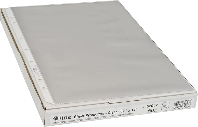 C-Line Top Loading Heavyweight Poly Sheet Protectors, Clear, Legal Size, 14 x 8.5 Inches, 50 per Box (62047)