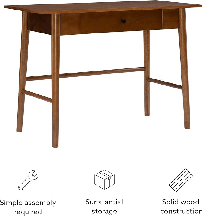 Melissa Mid Century Walnut Desk by Linon