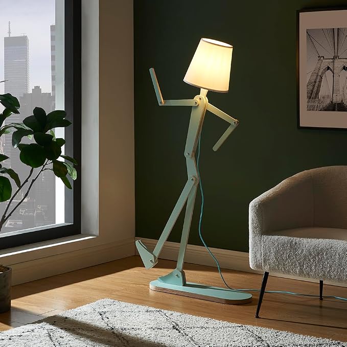 Unique Wood Floor Lamp for Living Room Bedroom Office Corner Reading | Plywood Construction, Corner Decorative, Reading Light, Farmhouse Style, Kids Room Gift