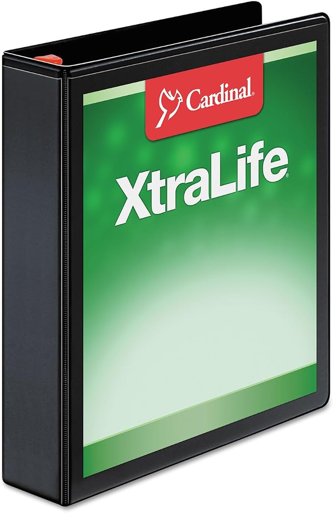 Cardinal 26311 XtraLife ClearVue Non-Stick Locking Slant-D Binder, 1.5-Inch Cap, 11 x 8 1/2, Black