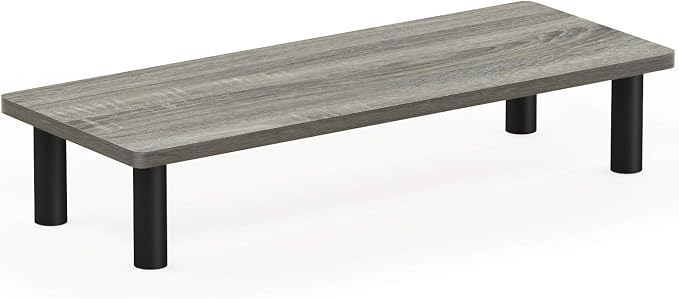 Furinno TURN-N-TUBE Monitor Stand Riser, 23.6" Wide Rectangle Monitor Riser, Laptop Stand for Desk, Office Desktop Accessories Organizers, Toolless Assembly, For Study Room, Dorm, French Oak