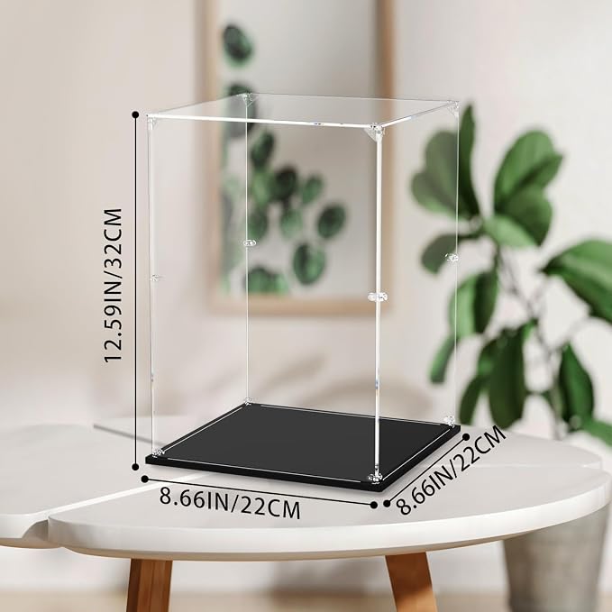 Clear Acrylic Display Case, Easy Assembly Showcase Boxes(8x8x12inch) | dofopo Dust Protection Case for Action Figures and Dolls, Alternative Glass Box for Collectibles Commemorative Gifts