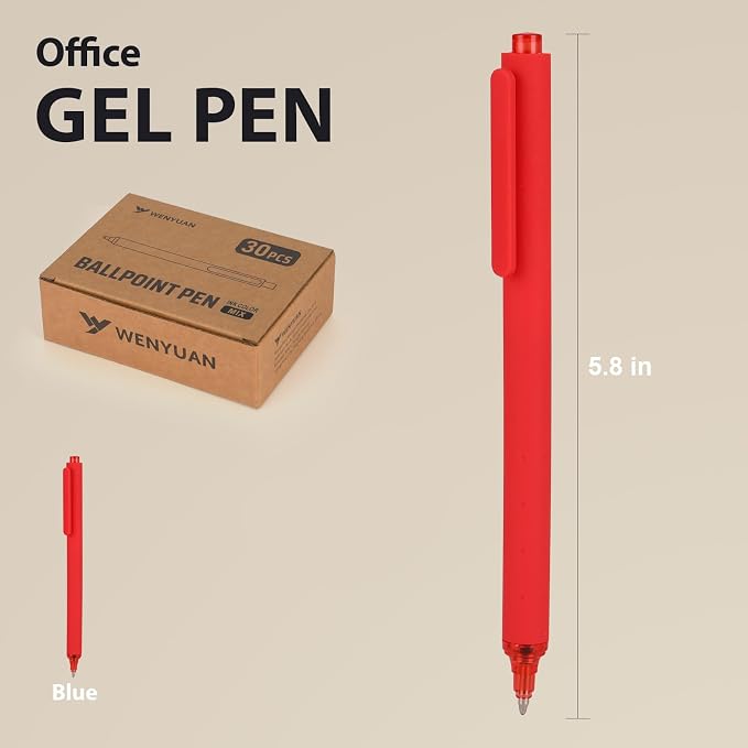 WY WENYUAN 30 Pack Red Click Ballpoint Pens, 1.0mm Medium Point