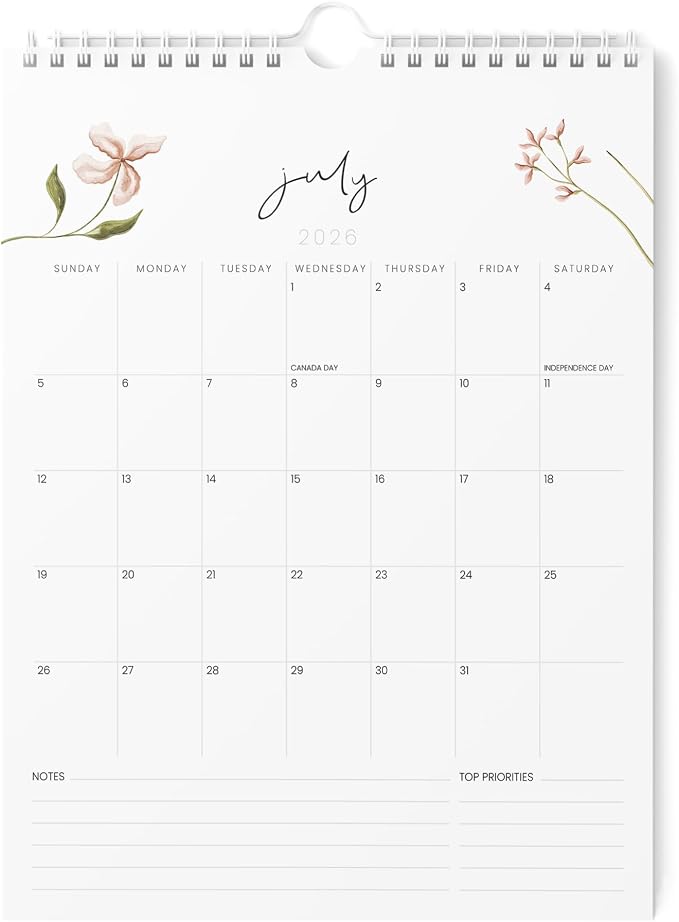 Karto Wall Calendar 2026-2027 8.5x11 in - Flowers | July 2026 to December 2027, Vertical, Boosts Productivity, Easy Monthly Planning