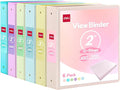 deli 2-inch 3 Ring Binder 6 Pack,11" x 8.5" US Letter Size | 2 inch Binders with 2 Interior Pockets, 450 Sheets Capacity,Assorted 6 Pastel Colors