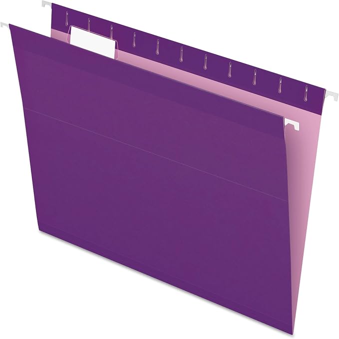 Pendaflex Reinforced Hanging File Folders, Letter Size, Violet, 1/5 Cut, 25/BX (4152 1/5 VIO)
