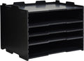 4 Tier Adjustable Shelves Office Desk Organizer,Wooden Desk File Organizer, Letter Tray, Document Letter Mail Tray Sorter, White/Black (Black-4tray(with 3 Adjustable Shelves))