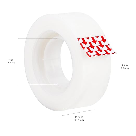 Amazon Basics Matte Finish Tape, 6 Pack, 2.1 x 0.75 inch, Translucent