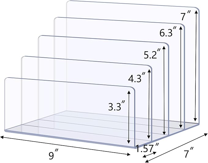 Sooyee Acrylic File Organizer for Desk, Mail Organizer Countertop,Clear | 4-Section File Holder, For Home Office, For Letter, Document, Notebook, Binder, Purse, Palette,Mail,Folder