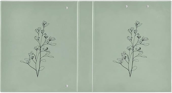 Sage Green Minimalist Floral Binder 3 Ring 1.5 Inch Binder with Clipboard&Pockets, Hardcover Binders Heavy Duty Large File Folder for Office School Supplies - Holds 200 Sheets, 2 PC