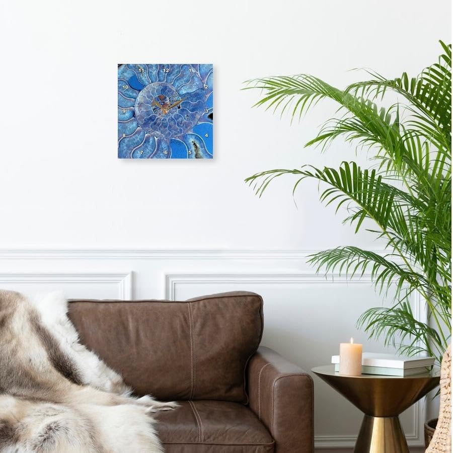 3dRose Wall Clock Silent - 13 inch - Blue Seashell-Mother-of-Pearl Closeup - Pattern