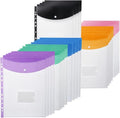 24 Pack A4 Binder Pockets Organizer Folders, 6 Colors | Binder Pockets For 2 3 4 Ring, Snap Button And Label, Expandable Plastic Envelopes for Office