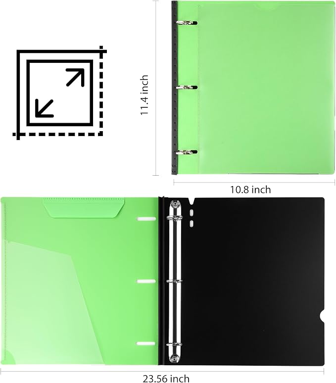 1 Inch Telescoping 3 Ring Binder-12PCS, Flexible Binder with Customized Front Cover, Holds 8.5x11 Paper, School Office Supplies, 4 Colors