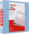 Staples Heavy Duty 2" 3-Ring View Binder, D-Ring, Light Blue