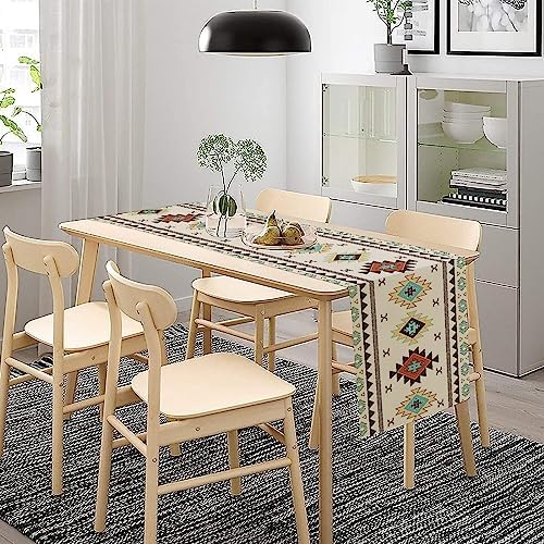 Aztec Southwest Table Runner,Ethnic Style Design Geometric Table Runners Table Setting Decor for Garden Farmhouse Wedding Party Holiday Dinner Home 13x60 Inch