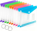 10 Pack Binder Folders with Pockets 11 Holes Expandable Dividers for 2/3/4 Ring Document Pouch with Label Loose-Leaf Transparent Binder Organizer for School Home Office