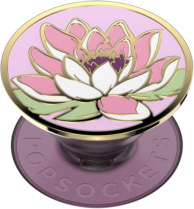 PopSockets Adhesive Phone Grip, Holder- Water Lily | Secure Comfortable Hold, Anti-Drop, Kickstand, Enamel, Designs, Flower, Floral