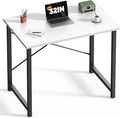 DUMOS 32 Inch Small Computer Desk, Gaming Desks for Home Office Bedroom | Modern Study Writing Work Table, Craft PC Desk Simple Workstation with Reinforcement Structure, Black and White