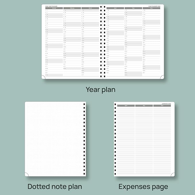 POPRUN Planner 2025-2026 (Large - 8.5'' x 10.5'') Academic Weekly Calendar (July 2025 - June 2026) with Hourly Time Slots, Monthly Tabs, 100GSM Thick Papers, Spiral Leather Cover - Burgundy Red
