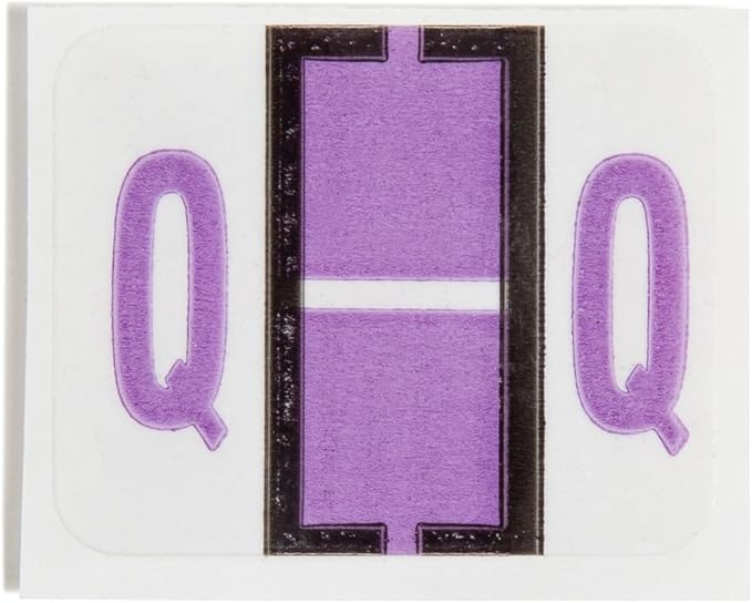 Smead BCCR Bar-Style Color-Coded Alphabetic Label, Q, Label Roll, Lavender, 500 Labels per Roll, (67087)