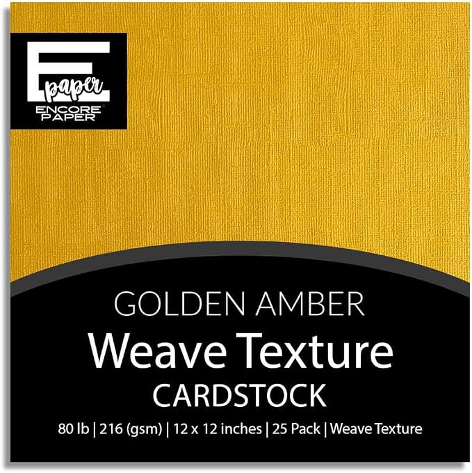 Golden Amber—12x12 Textured Cardstock | 80lb Textured Yellow Scrapbook Paper | Premium Cardstock for Cricut Cutting | 25 Sheets