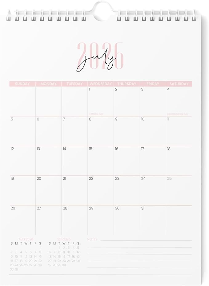 Karto Wall Calendar 2026-2027 8.5x11 in - Two Font Pink | July 2026 to December 2027, Vertical, Boosts Productivity, Easy Monthly Planning