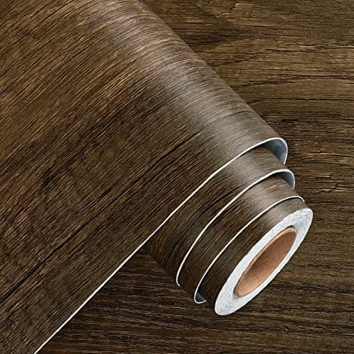 WESTICK 24"x394" Large Brown Wood Contact Paper Kitchen Countertop Peel and Stick Waterproof Vintage Wood Grain Contact Paper for Caountertops Removable Wooden Wallpapers for Tables Cabinets Drawers