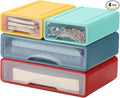 OSteed Desktop Drawers for Paper, Stackable Office Storage Drawers for Desk, Craft Organizer and Storage Bins, 4 Mixed Storage Container with Plastic Drawers for Office Supplies Desk accessories