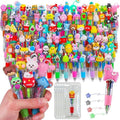 104 Pcs Mini Multicolor Pens in One 4-in-1, Cute Kawaii Ballpoint Pens Bulk with 52 Different Designs, Classroom Rewards, Student Gifts, Party Favors, Back to School Supplies for Kids