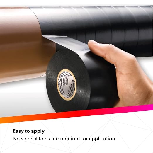 3M Scotchrap Vinyl Corrosion Protection Tape 50, Unprinted, 2 in x 100 ft, Black, 1 Roll, Premium Grade, 10 mil Thick, High Tack, All Weather, RoHS 2011/65/EU
