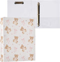 3 Ring Binder 1.5 Inch Animal Bear Pink Ribbon Bow Clipboards Binders with Interior Pockets Round Ring Binder for Office Supplies and School 1 Pack