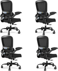 TRALT Office Chair - Ergonomic Desk Chair with Adjustable Lumbar Support, Mesh Computer Chair, Executive Chairs for Home Office Comfortable Lumbar Support Black Pack of 4