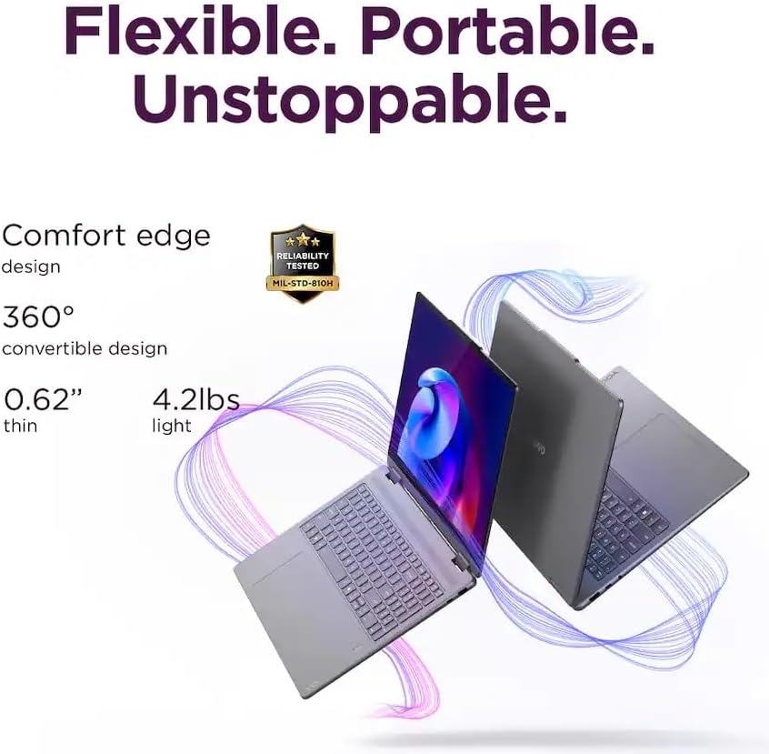 Lenovo Yoga 7i 2-in-1 AI PC Laptop 16" 2K WUXGA IPS Touch, Intel Core Ultra 7 256V, 16GB RAM 1TB SSD, Intel Arc Graphics 140V, Backlit KB, FP Reader, Thunderbolt, Win11, w/USB 3.0 Hub, W/GaLiMu