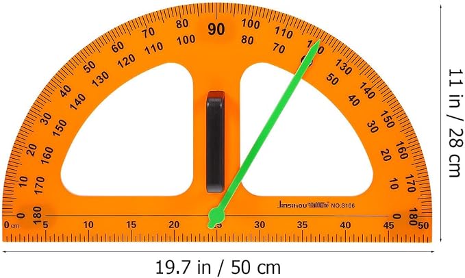 Operitacx Large Protractor, Classroom Math Protractor, Teaching Magnetic Protractor, 180 Degrees Teacher Blackboard Drawing Tool Classroom Supply (19.6x11 inch)
