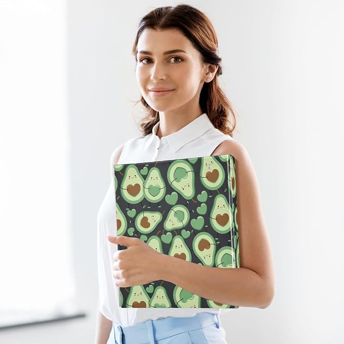 Happy Green Avocado Binder 3 Ring 1.5 Inch Binder with Clipboard&Pockets, Hardcover Binders Heavy Duty Large File Folder for Office School Supplies - Holds 200 Sheets,2 PC