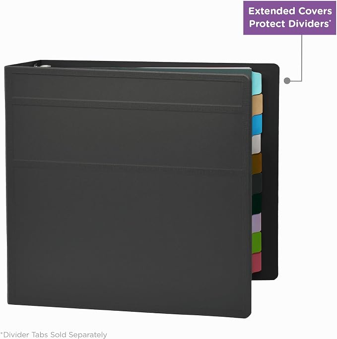 Carstens 4-Inch Heavy Duty 3-Ring Binder - Side Opening, Charcoal Gray, Durable Plastic, No-Gap Rings, Waterproof Cover, No Pockets, Holds 600 Letter Sheets, BPA-Free, Made in USA (1851-3R) Case of 10
