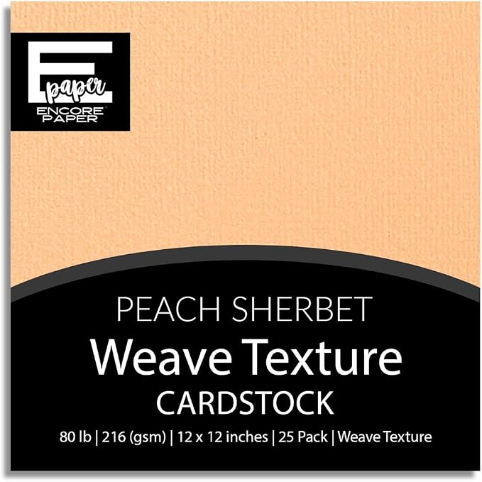 Peach Sherbet—12x12 Textured Cardstock | 80lb Textured Orange Scrapbook Paper | Premium Cardstock for Cricut Cutting | 25 Sheets