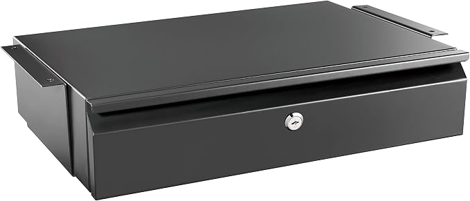 Mount-It! Locking Under Desk Pull-Out Drawer, Heavy-Duty Steel Under Table Slide-Out Storage Organizer with Key Lock for Private Storage, Smooth Glide Track, Fits Desks Over 0.71″ Thick