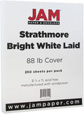 JAM PAPER Strathmore 80lb Cardstock - 8.5 x 11 Coverstock - 237 gsm - Bright White Laid - 250 Sheets/Ream
