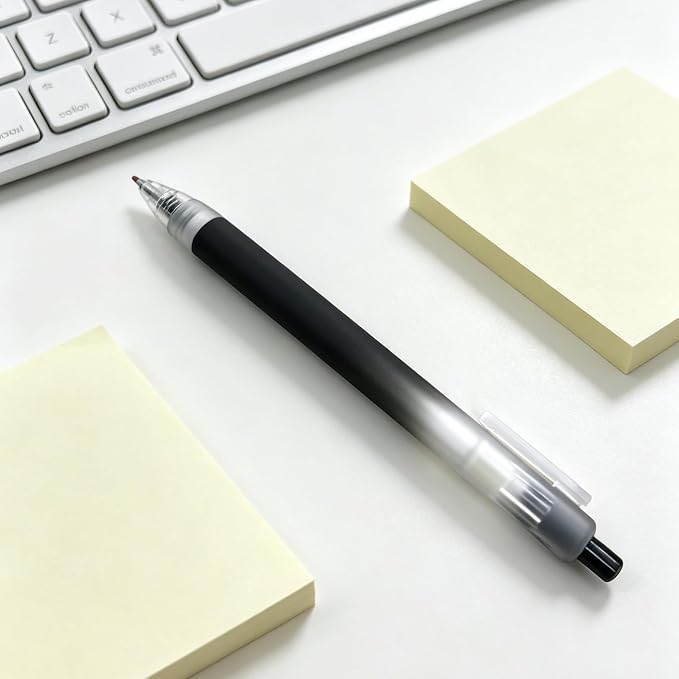 Fengtaiyuan Retractable Gel Pens, 0.5mm Bullet Point Fast Drying Black Ink, Frosted Gradient Triangular Ergonomic Barrel Writing Pens for School Exam Office Note Taking [Pack of 6]
