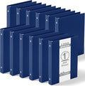 Henoyso 12 Pcs 1 Inch Mini 3 Ring Binders Fits 5.5" x 8.5" Paper, Holds(Capacity 240 Sheets), Plastic Flexible Three Round Rings Small Navy Blue A5 Binders Bulk for School, Office Use, Photo Album
