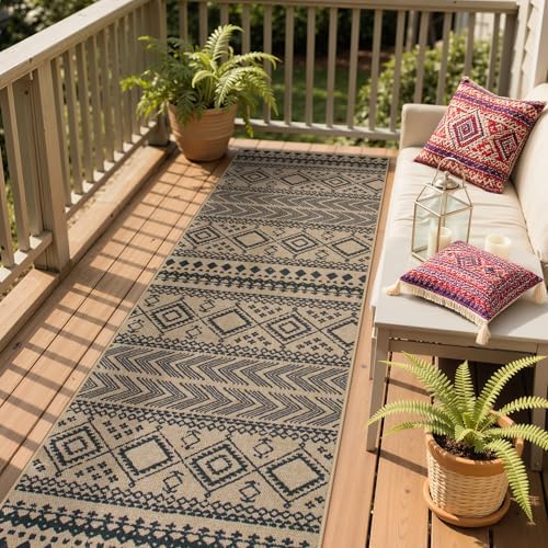 Lahome Boho Washable Easy Jute Runner Rug, 2x8 Kitchen Runner Rug Non Slip