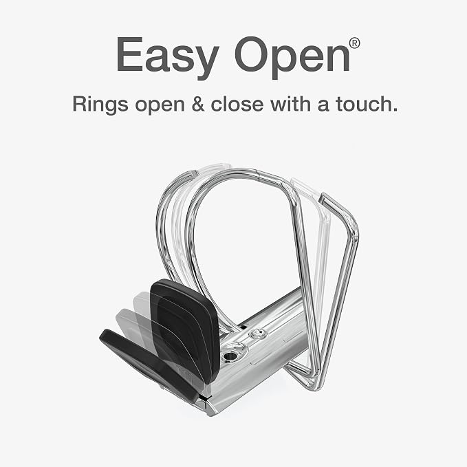 Cardinal 3 Ring Binder, 5 Inch Premier Easy Open Binder, ONE-Touch Locking Slant-D Rings, 1,050-Sheet Capacity, ClearVue Cover with Shelf Pull, PVC-Free, Black (10351)