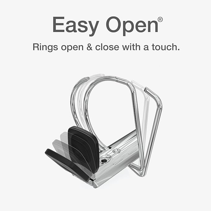 Cardinal 3 Ring Binder, 5 Inch Premier Easy Open Binder, ONE-Touch Locking Slant-D Rings, 1,050-Sheet Capacity, ClearVue Cover with Shelf Pull, PVC-Free, Black (10351)