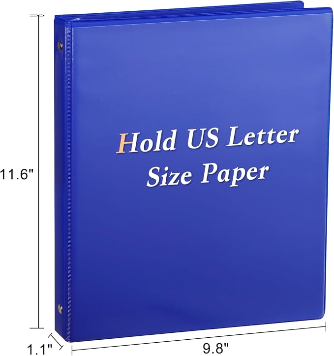 CIXILDTS 0.5-inch Round Ring Binder, Durable 1/2" 3 Ring Binder Fit Letter Size Paper, Blue, 6-Pack