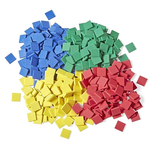 hand2mind Foam Square Color Tiles, Color Sorting, Math Counters for Kids, Counting Manipulatives, Colored Foam Squares, Math Manipulatives, Bingo Chips, Game Tokens, Tiles Learning (Set of 400)