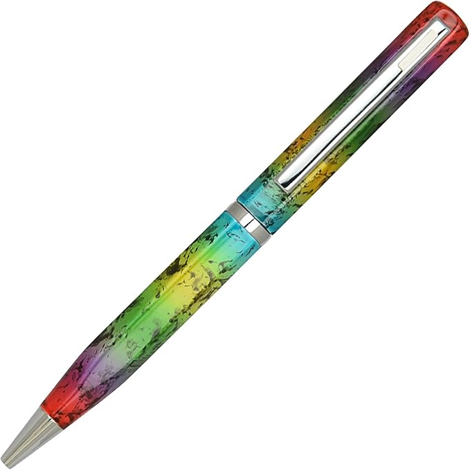 Lanier Licia Ballpoint Pen - Shiny Chrome Ring & Parts with Medium Tip 0.7mm Cross Style Refill (with Accents - White or Black or Pink or Purple)