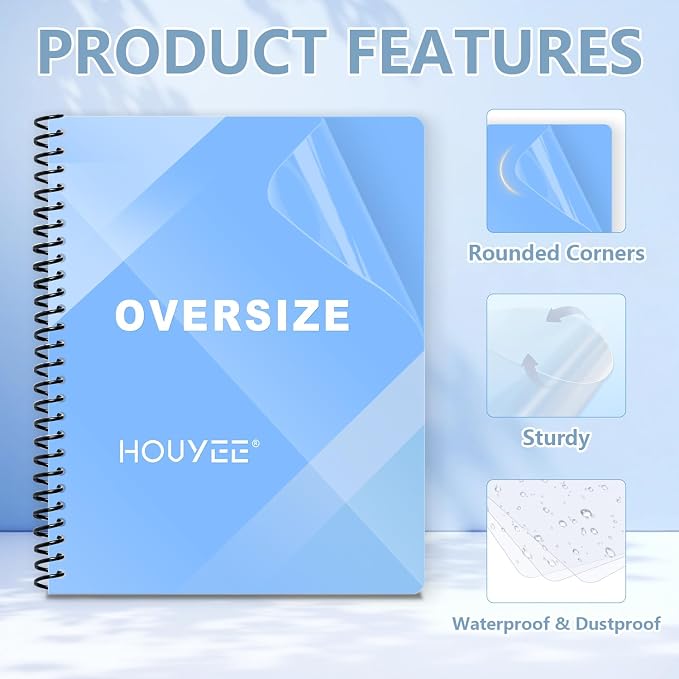 HOUYEE 100 Pack 10 Mil Clear Binding Presentation Covers,PVC,Oversize | Clear Covers for Binding 8.75 x 11.25 Inches, Transparent Plastic Binding Covers, Square Corner, Letter Size, for School